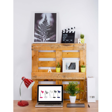 1950090-R FLEXO METALICO SOBREMESA ROJO E14 25W