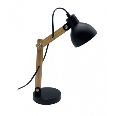 161871009 FLEXO SOBREMESA MADERA NEGRO E27 BLAI
