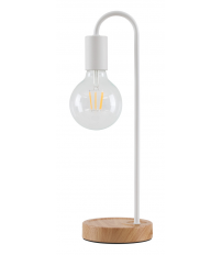 1950925-BL LAMPARA SOBREMESA PIE MADERA E27 BLANCA