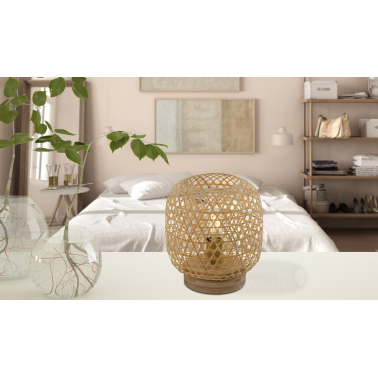 15367T LAMPARA SOBREMESA BAMBU NATURAL  1XE27 60W  MIRENA GLOBO