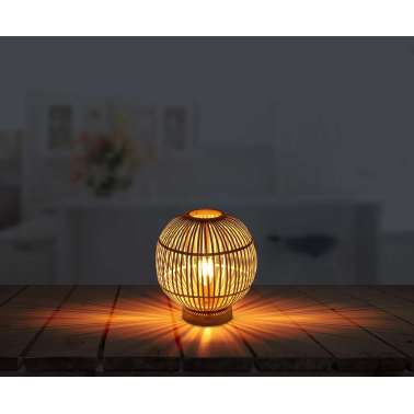 15368T LAMPARA SOBREMESA BAMBU NATURAL  1XE27 60W HILDEGARD GLOBO