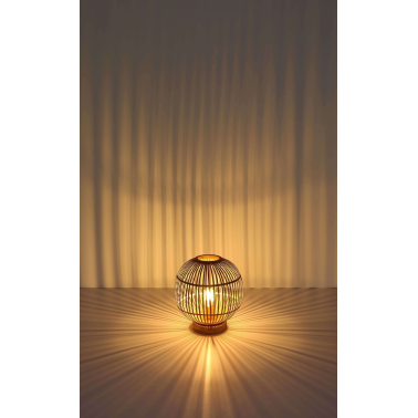 15368T LAMPARA SOBREMESA BAMBU NATURAL  1XE27 60W HILDEGARD GLOBO