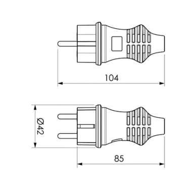 5706C CLAVIJA DE CAUCHO NEGRA IP44 16A 250V SOLERA