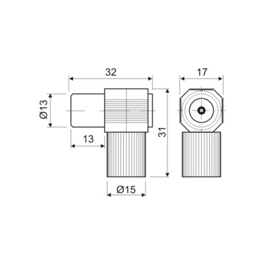 10.537/BL CONECTOR ACODADO TV MACHO 13mm DH