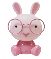 2400616-RO LUZ NOCHE SILICONA CONEJO ROSA 5V C/USB
