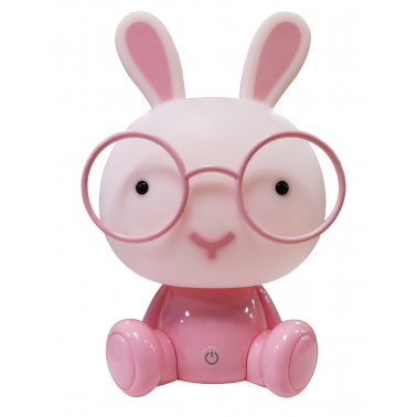 2400616-RO LUZ NOCHE SILICONA CONEJO ROSA 5V C/USB