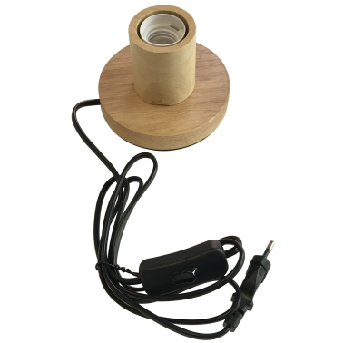 1200104-M BASE SOBREMESA MADERA E27 C/CABLE KLINE