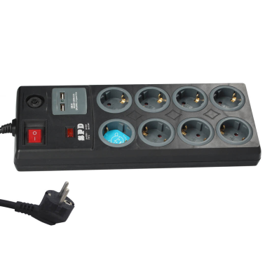 000803393 BASE MULTIPLE 8T + 2 USB 1,4M NEGRA GSC