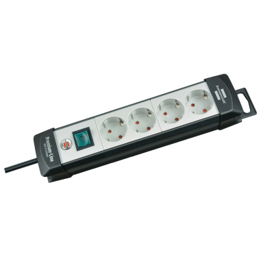 1951540100 BASE MULTIPLE PREMIUM LINE 4T 1,8m NEGRA C/INTERRUPTOR BRENNENSTUHL