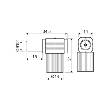 10.533 CONECTOR ACODADO TV HEMBRA 9,5mm DH