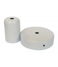 CONJUNTO FLORON Y PORTALAMPARAS METALICOS BLANCO
