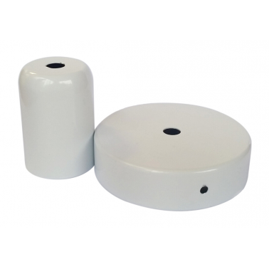 CONJUNTO FLORON Y PORTALAMPARAS METALICOS BLANCO