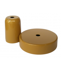 CONJUNTO FLORON Y PORTALAMPARAS METALICOS DORADO