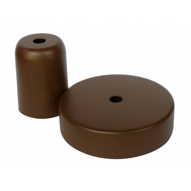 CONJUNTO FLORON Y PORTALAMPARAS METALICOS MARRON