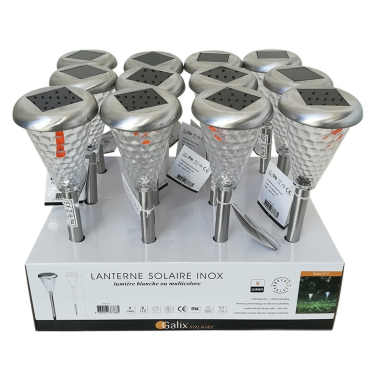 G17 ESTACA SOLAR RGB INOX + DIFUSOR VIDRIO 37cm GALIX