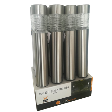 G2020 BALIZA SOLAR FRIA INOX + DIFUSOR VIDRIO 57cm GALIX