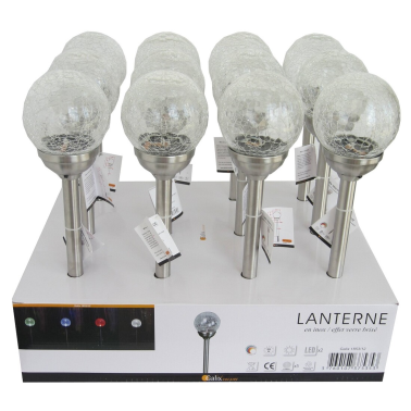 1853/12 ESTACA SOLAR BOLA RGB INOX+VIDRIO 56cm GALIX