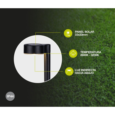 201210017 ESTACA LED SOLAR PLASTICA EFECTO LLAMA 3000K BANKI IP44 GSC