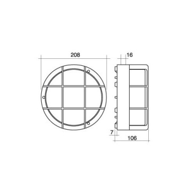 7200 B APLIQUE ESTANCO REDONDO E27 C/REJILLA BLANCO FENOPLASTICA