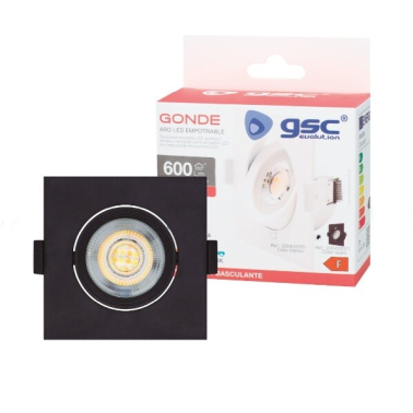 200400021 ARO LED EMPOTRABLE CUADRADO NEGRO 7W 3000-4000-6500K GSC