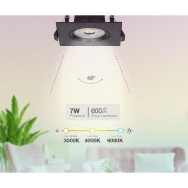 200400021 ARO LED EMPOTRABLE CUADRADO NEGRO 7W 3000-4000-6500K GSC