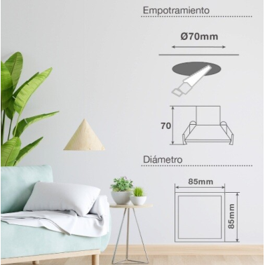 200400021 ARO LED EMPOTRABLE CUADRADO NEGRO 7W 3000-4000-6500K GSC