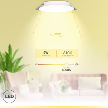 201000093 DOWNLIGHT EMPOTRABLE LED REDONDO BELUR 9W 4000K BLANCO GSC