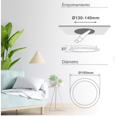 201000093 DOWNLIGHT EMPOTRABLE LED REDONDO BELUR 9W 4000K BLANCO GSC