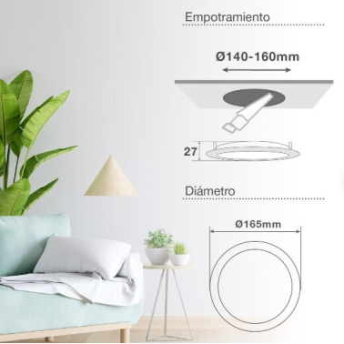 201000096 DOWNLIGHT EMPOTRABLE LED REDONDO BELUR 12W 6500K BLANCO GSC