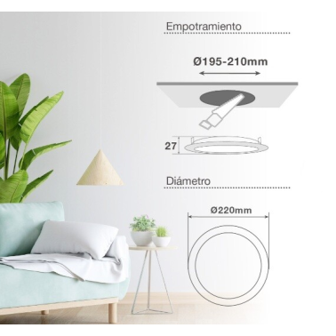 201000102 DOWNLIGHT EMPOTRABLE LED REDONDO BELUR 18W 4000K GRIS GSC