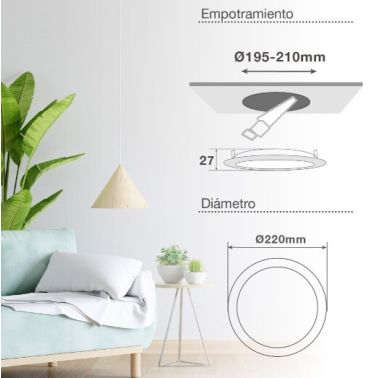 201000103 DOWNLIGHT EMPOTRABLE LED REDONDO BELUR 18W 6500K GRIS GSC