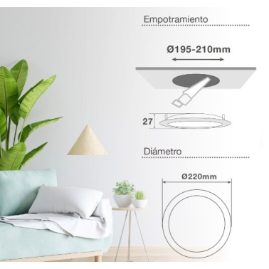 201000100 DOWNLIGHT EMPOTRABLE LED REDONDO BELUR 24W 4000K BLANCO GSC