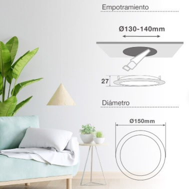201000094 DOWNLIGHT EMPOTRABLE LED REDONDO BELUR 9W 6500K BLANCO GSC