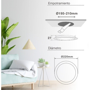 201000097 DOWNLIGHT EMPOTRABLE LED REDONDO BELUR 18W 3000K BLANCO GSC