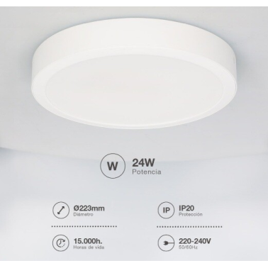 201005053 DOWNLIGHT SUPERFICIE LED REDONDO BOGUR 24W 6500K BLANCO GSC