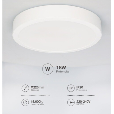 201005051 DOWNLIGHT SUPERFICIE LED REDONDO BOGUR 18W 6500K BLANCO GSC