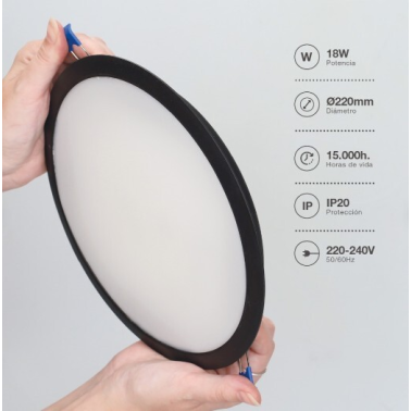 201000104 DOWNLIGHT EMPOTRABLE LED REDONDO BELUR 18W 4000K NEGRO GSC