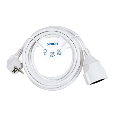 PL167305 3m PROLONGACION MANGUERA 3x1,5mm BLANCA SIMON BRICO