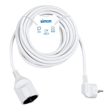 PL165103 5m PROLONGACION MANGUERA 3x1,5mm BLANCA SIMON BRICO