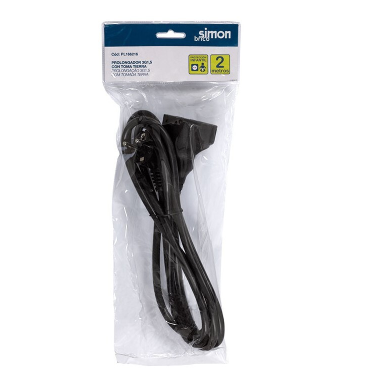 PL166216 2m PROLONGACION MANGUERA 3x1,5mm NEGRA SIMON BRICO