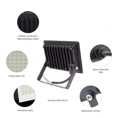 SLI029072CW_PW PROYECTOR LED NEGRO 30W 6000K IP65 SPECTRUM