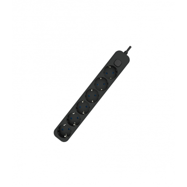 1001714-N BASE MULTIPLE 6T C/INT C/CABLE 1,5m NEGRA EB