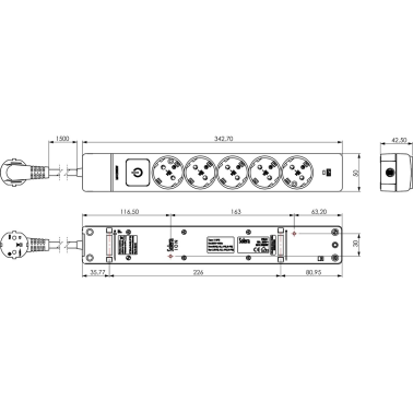 51ILS BASE MULTIPLE 5T C/CABLE C/INTER 1,5mts PROTECC SOBRETENSION ION SOLERA