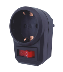 103000026 ADAPTADOR SIMPLE CON INTERRUPTOR NEGRO GSC