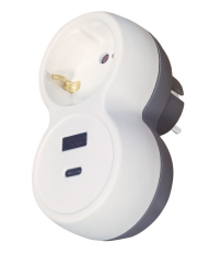 103000020 ADAPTADOR SIMPLE BLANCO CON USB TIPO A Y TIPO C GSC