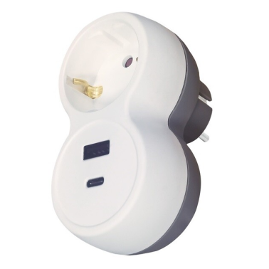 103000020 ADAPTADOR SIMPLE BLANCO CON USB TIPO A Y TIPO C GSC