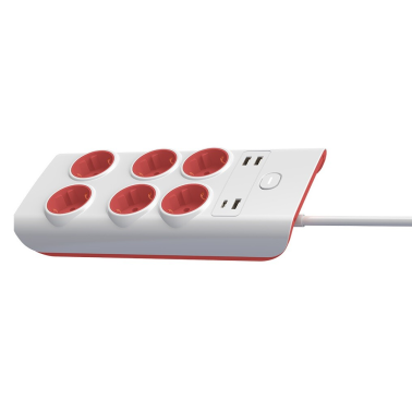 1001721 BASE MULTIPLE 6T + 4 USB C/INT C/CABLE 1,5m BLANCA F-BRIGHT