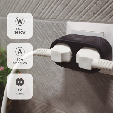 103000024 ADAPTADOR DOBLE SALIDA NEGRO GSC