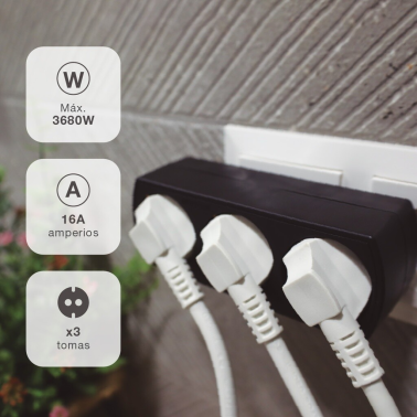 103000025 ADAPTADOR TRIPLE SALIDA NEGRO GSC