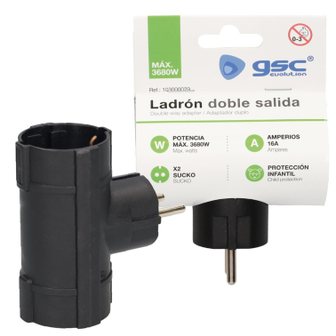 103000029 ADAPTADOR DOBLE SALIDA NEGRO GSC